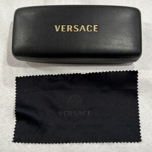 Versace Black Hard Shell Sunglass Case and cleaning cloth